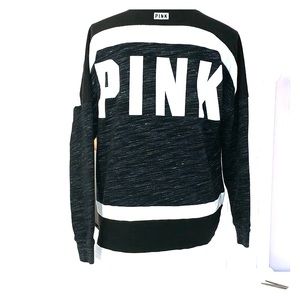 PINK Victoria’s Secret heathered grey w white trim